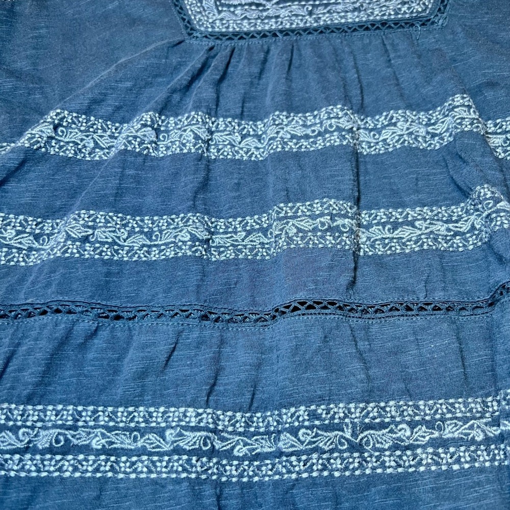 Sundance Womens Size Small Blue Embroidered Beaded Top Boho Blouse Lace Trim - Picture 11 of 12